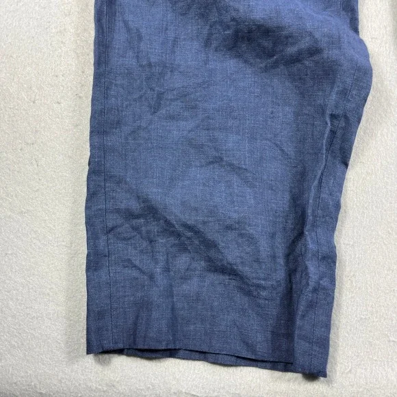 Haspel Mens 34W 32L Navy Blue 100% Linen Dress Pants Flat Front - Picture 3 of 5